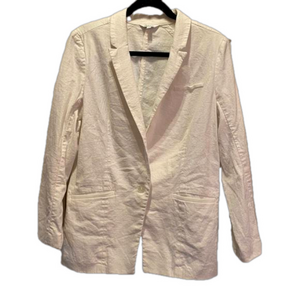 Reitmans Linen Viscose Single Button Casual Blazer Jacket Stretch White Size 11